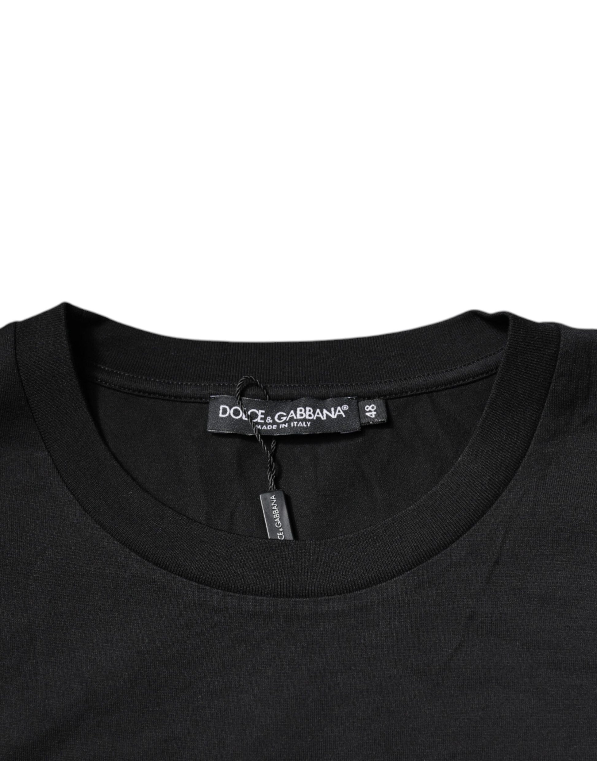 Dolce & Gabbana Black DG Logo Cotton Crew Neck T-shirt - IT48 | M