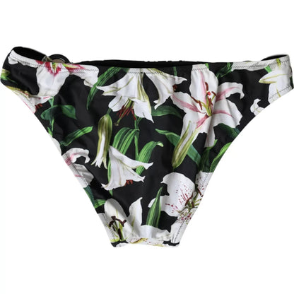 Dolce & Gabbana Black Lily Print Swimwear Bottom Beachwear Bikini - IT2 | S