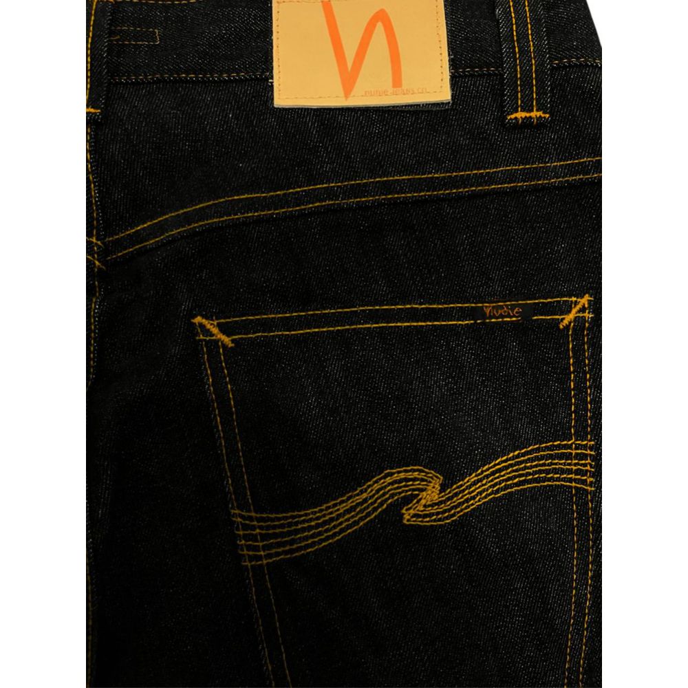 Nudie Jeans Black Cotton Men Jeans