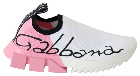 Dolce & Gabbana Pink White Logo Sorrento Sneakers Shoes - EU35/US5