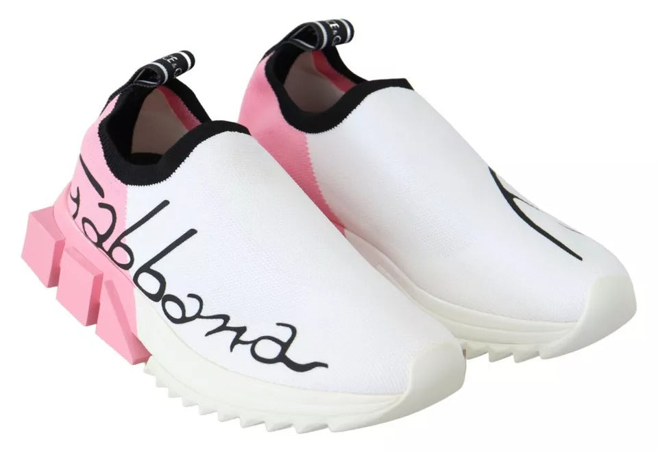 Dolce & Gabbana Pink White Logo Sorrento Sneakers Shoes - EU35/US5