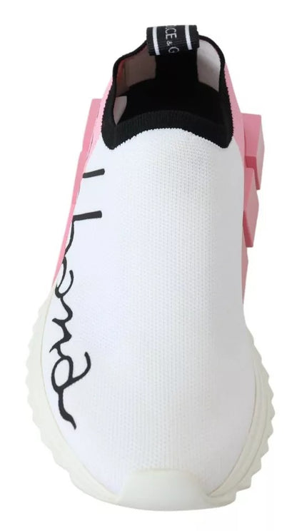 Dolce & Gabbana Pink White Logo Sorrento Sneakers Shoes - EU35/US5