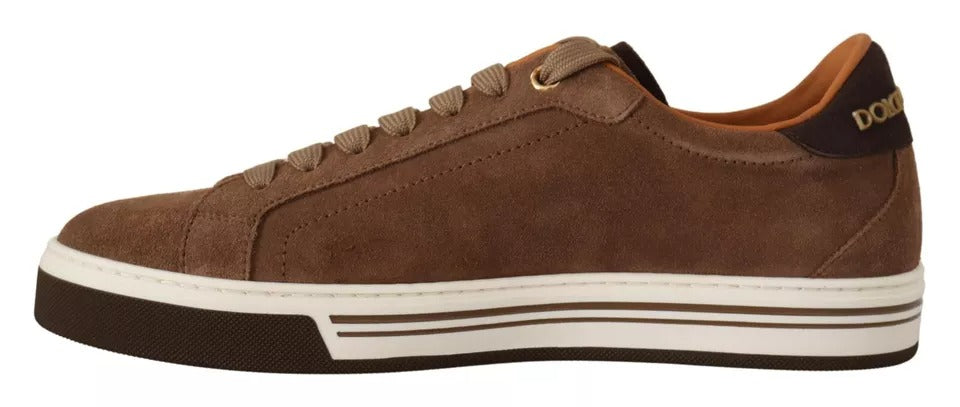 Dolce & Gabbana Brown Suede Logo Low Top Sneakers Men Shoes - EU39/US6