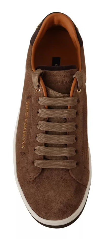 Dolce & Gabbana Brown Suede Logo Low Top Sneakers Men Shoes - EU39/US6