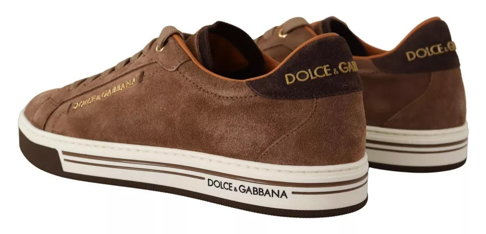 Dolce & Gabbana Brown Suede Logo Low Top Sneakers Men Shoes - EU39/US6