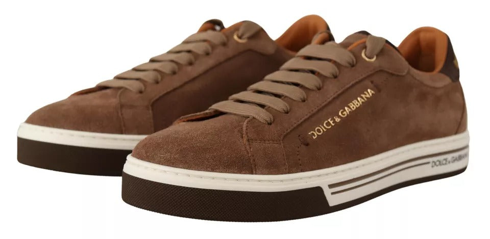 Dolce & Gabbana Brown Suede Logo Low Top Sneakers Men Shoes - EU39/US6