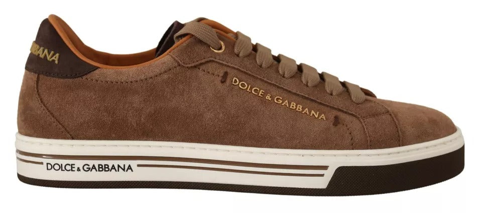 Dolce & Gabbana Brown Suede Logo Low Top Sneakers Men Shoes - EU39/US6