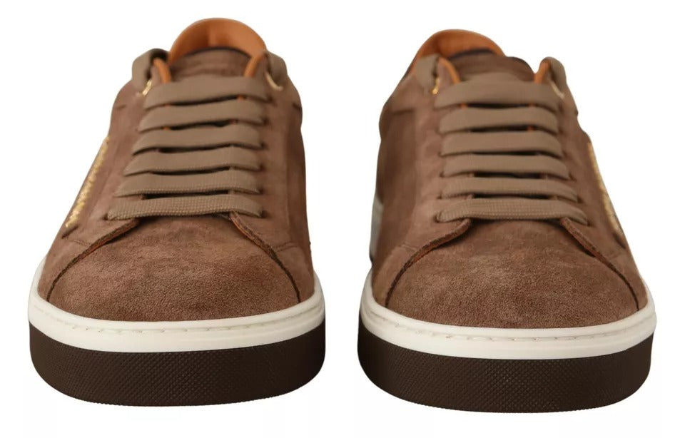 Dolce & Gabbana Brown Suede Logo Low Top Sneakers Men Shoes - EU39/US6