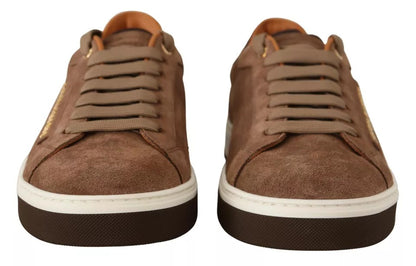 Dolce & Gabbana Brown Suede Logo Low Top Sneakers Men Shoes - EU39/US6