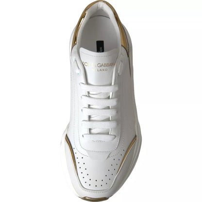 Dolce & Gabbana White Gold DAYMASTER Leather Sneakers Men Shoes - EU42/US9