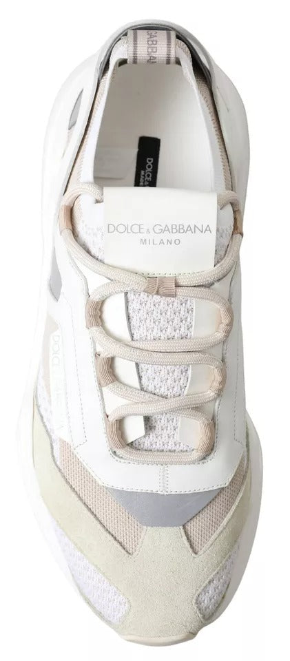 Dolce & Gabbana White Beige Leather Sport DAYMASTER Shoes Sneakers - EU39.5/US6.5