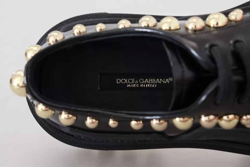 Dolce & Gabbana Black Leather Trekking Derby Embellished Shoes - EU36/US6