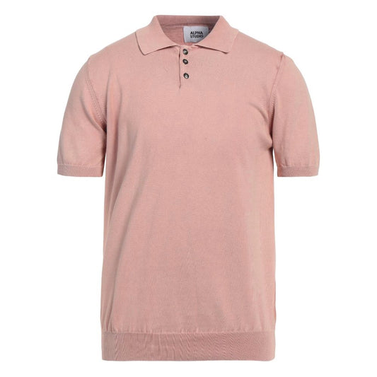 Alpha Studio Pink Cotton Polo Shirt