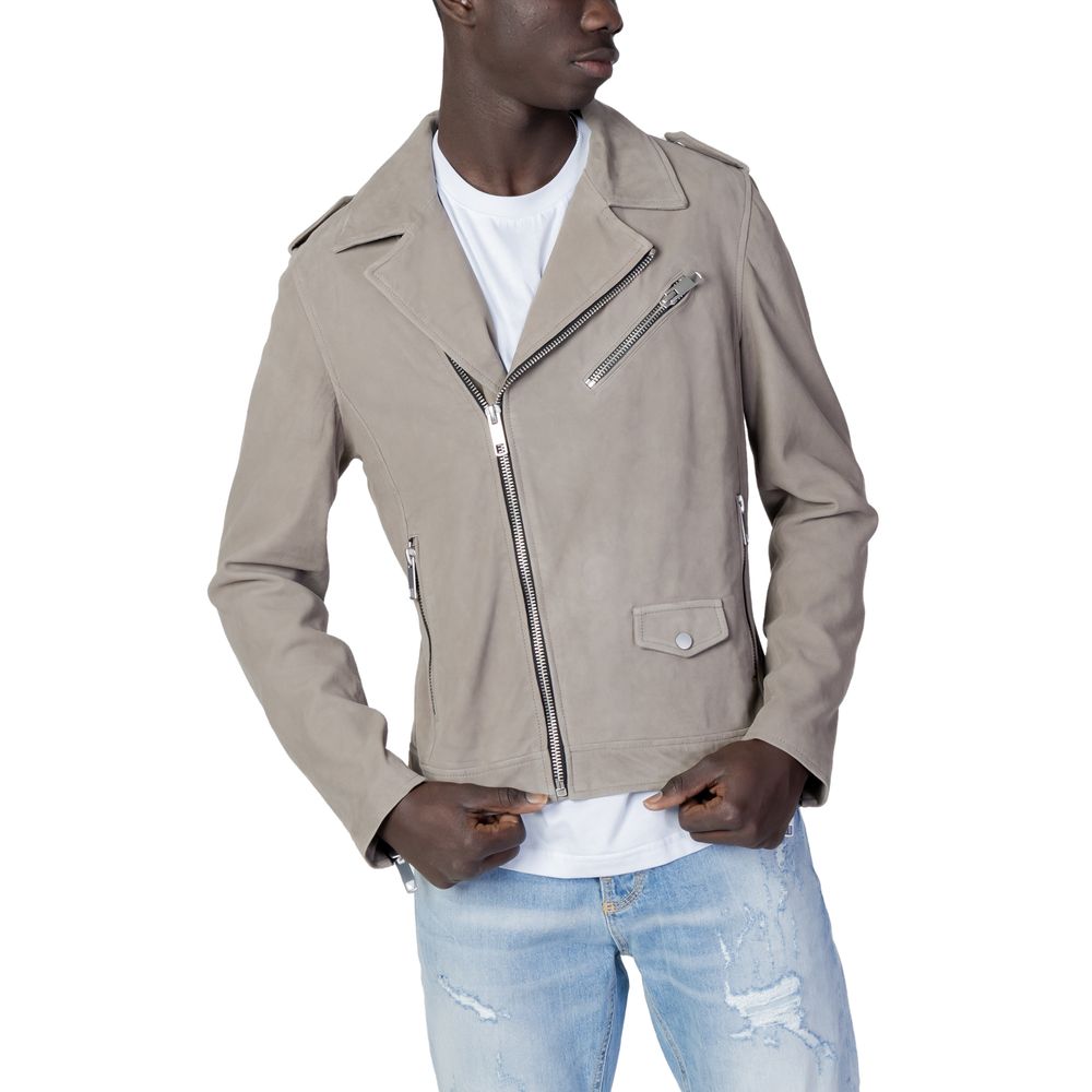 Antony Morato Gray Leather Jacket - IT48 | M