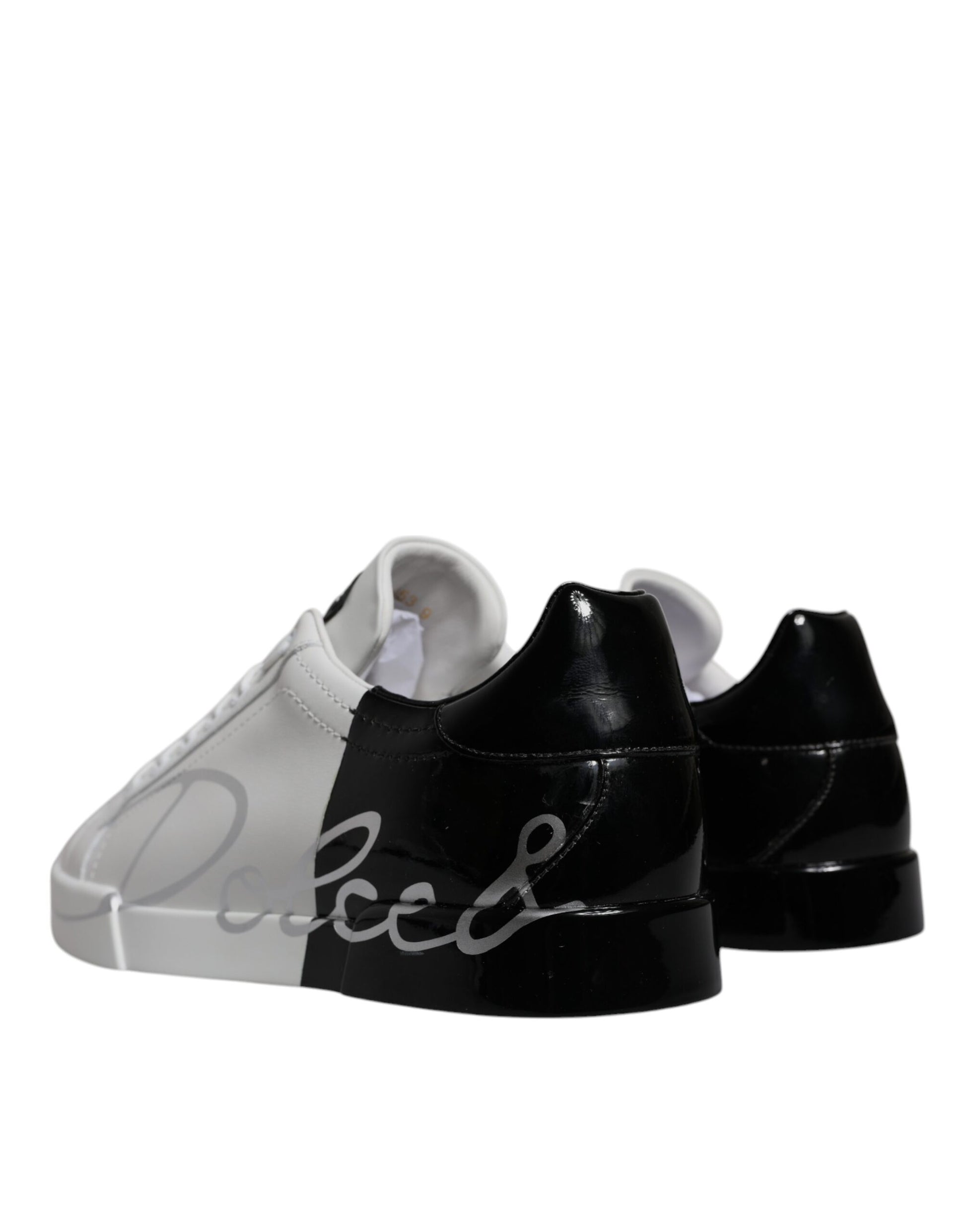 Dolce & Gabbana White Black Logo Portofino Sneaker Shoes - EU 40.5 | US 7.5