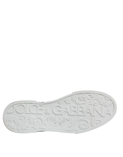 Dolce & Gabbana White Black Logo Portofino Sneaker Shoes - EU 40.5 | US 7.5