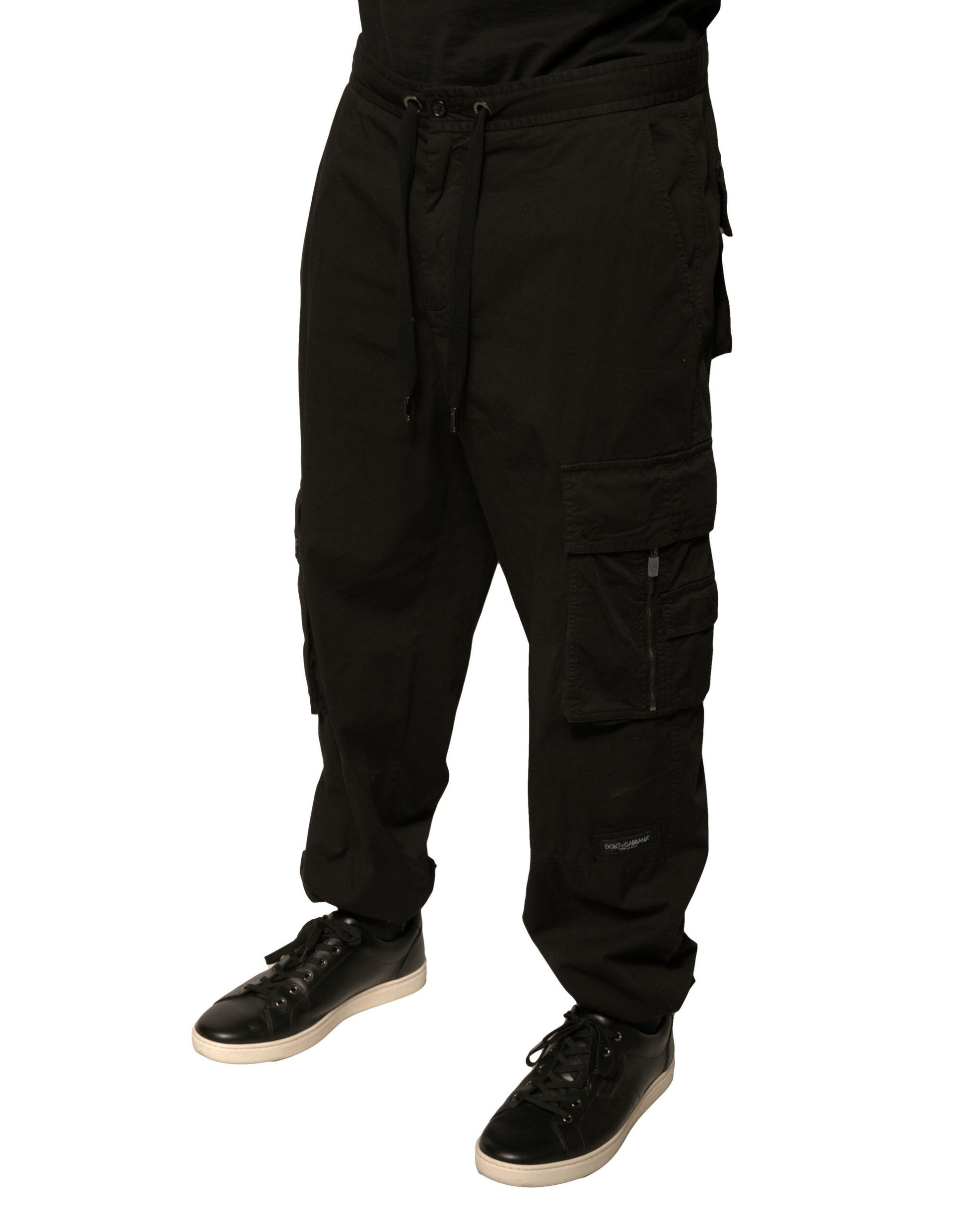 Dolce & Gabbana Black Cotton Cargo Jogger Sweatpants Pants - IT50 | L