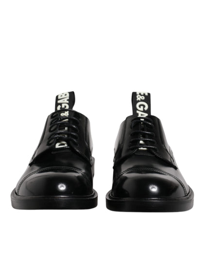 Dolce & Gabbana Black Patent Leather Derby Lace Up Formal Dress Shoes - EU39.5/US6.5