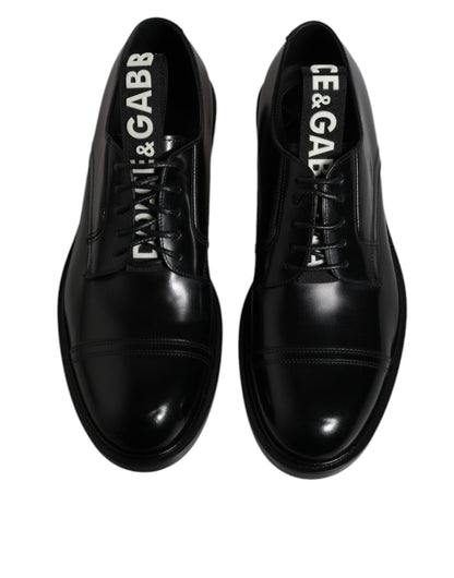 Dolce & Gabbana Black Patent Leather Derby Lace Up Formal Dress Shoes - EU39.5/US6.5