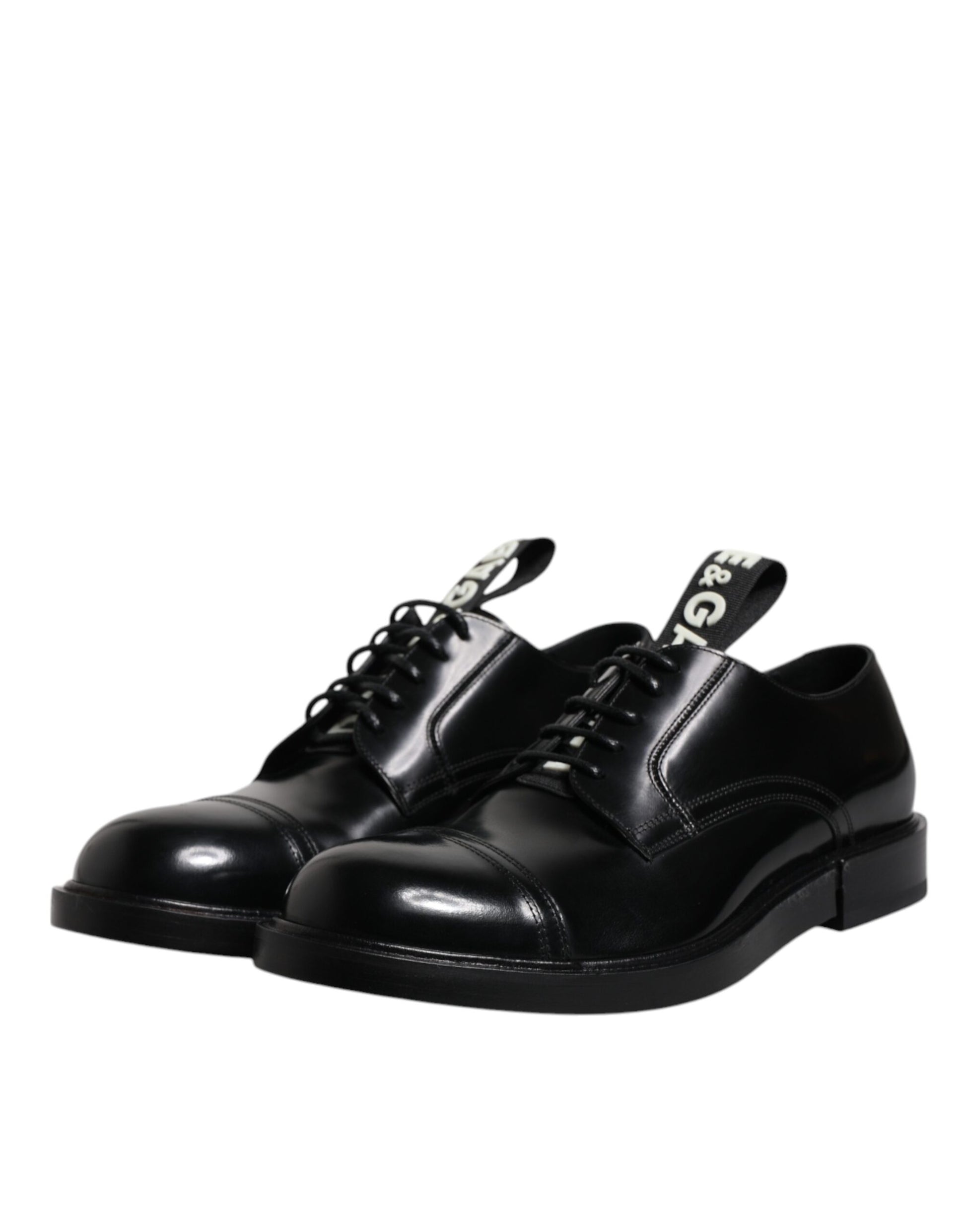 Dolce & Gabbana Black Patent Leather Derby Lace Up Formal Dress Shoes - EU39.5/US6.5