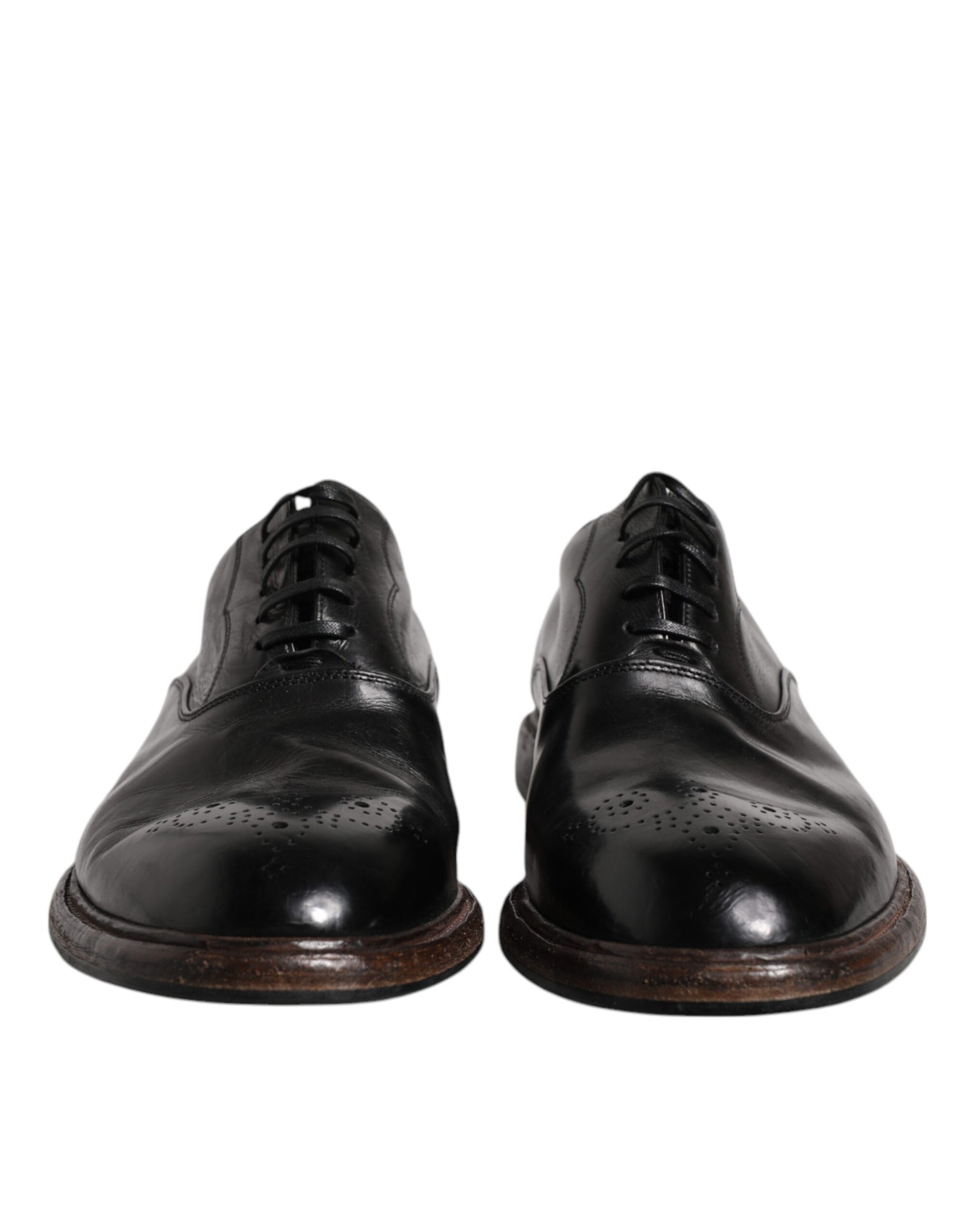 Dolce & Gabbana Black Leather Lace Up Men Derby Formal Shoes - EU42/US9