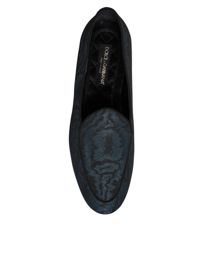 Dolce & Gabbana Blue Black Flats Men Loafers Dress Shoes - EU43/US10