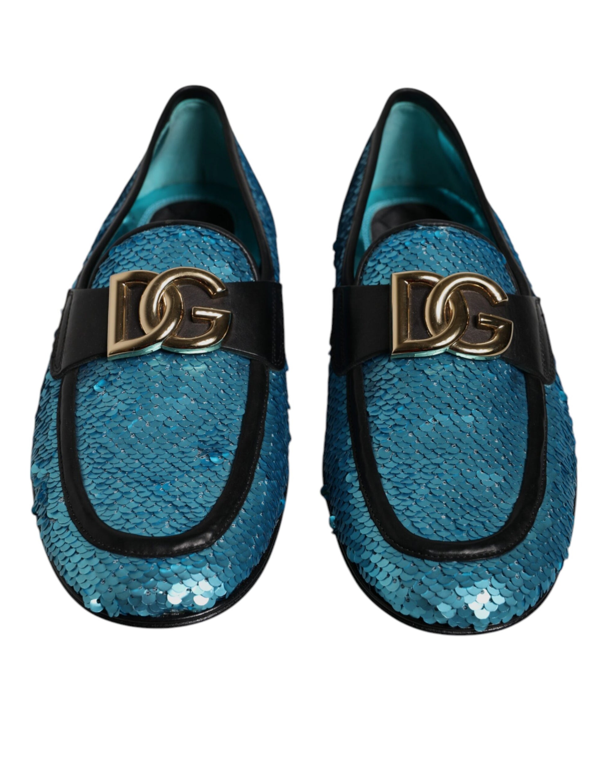 Dolce & Gabbana Blue Sequined Loafers Formal Dress Shoes - EU39/US6