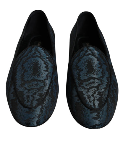 Dolce & Gabbana Blue Black Flats Men Loafers Dress Shoes - EU41.5/US8.5