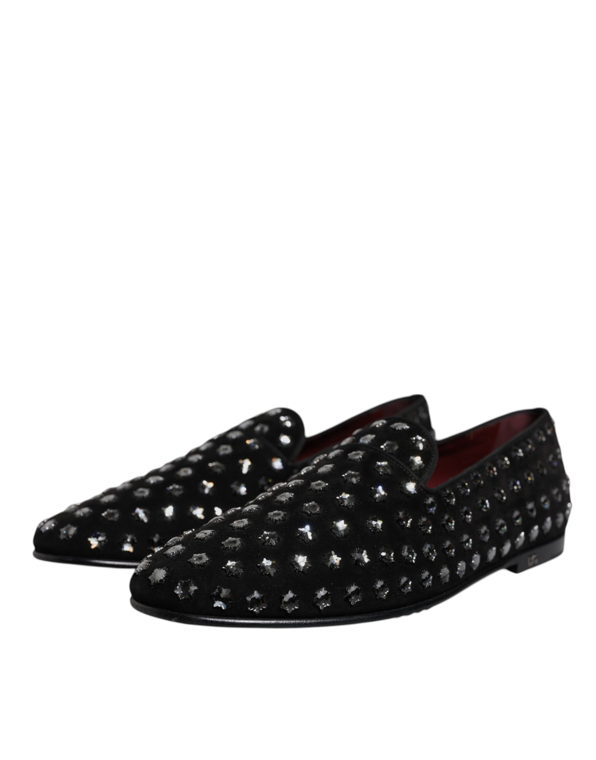 Dolce & Gabbana Black Crystal Embellished Loafers Dress Shoes - EU43/US10