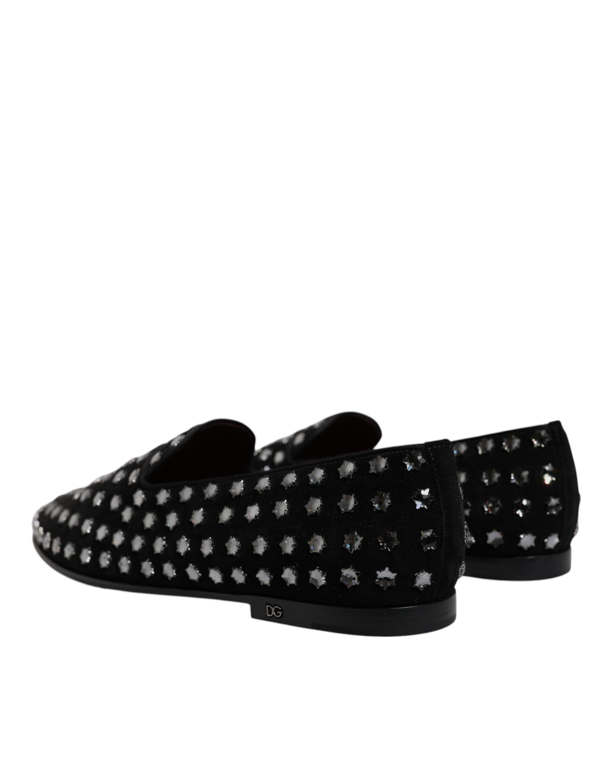 Dolce & Gabbana Black Crystal Embellished Loafers Dress Shoes - EU43/US10