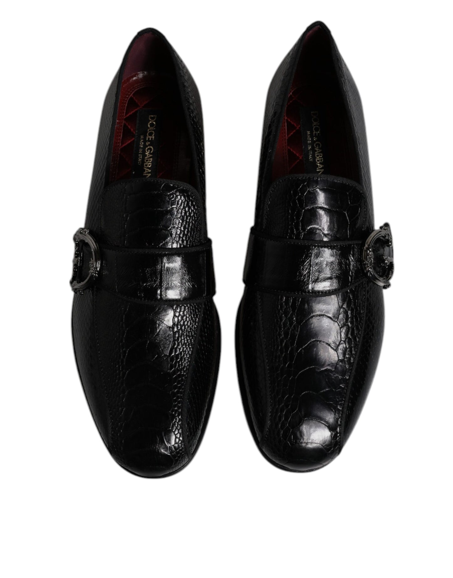 Dolce & Gabbana Black Exotic Leather DG Logo Loafers Formal Dress Shoes - EU40/US7