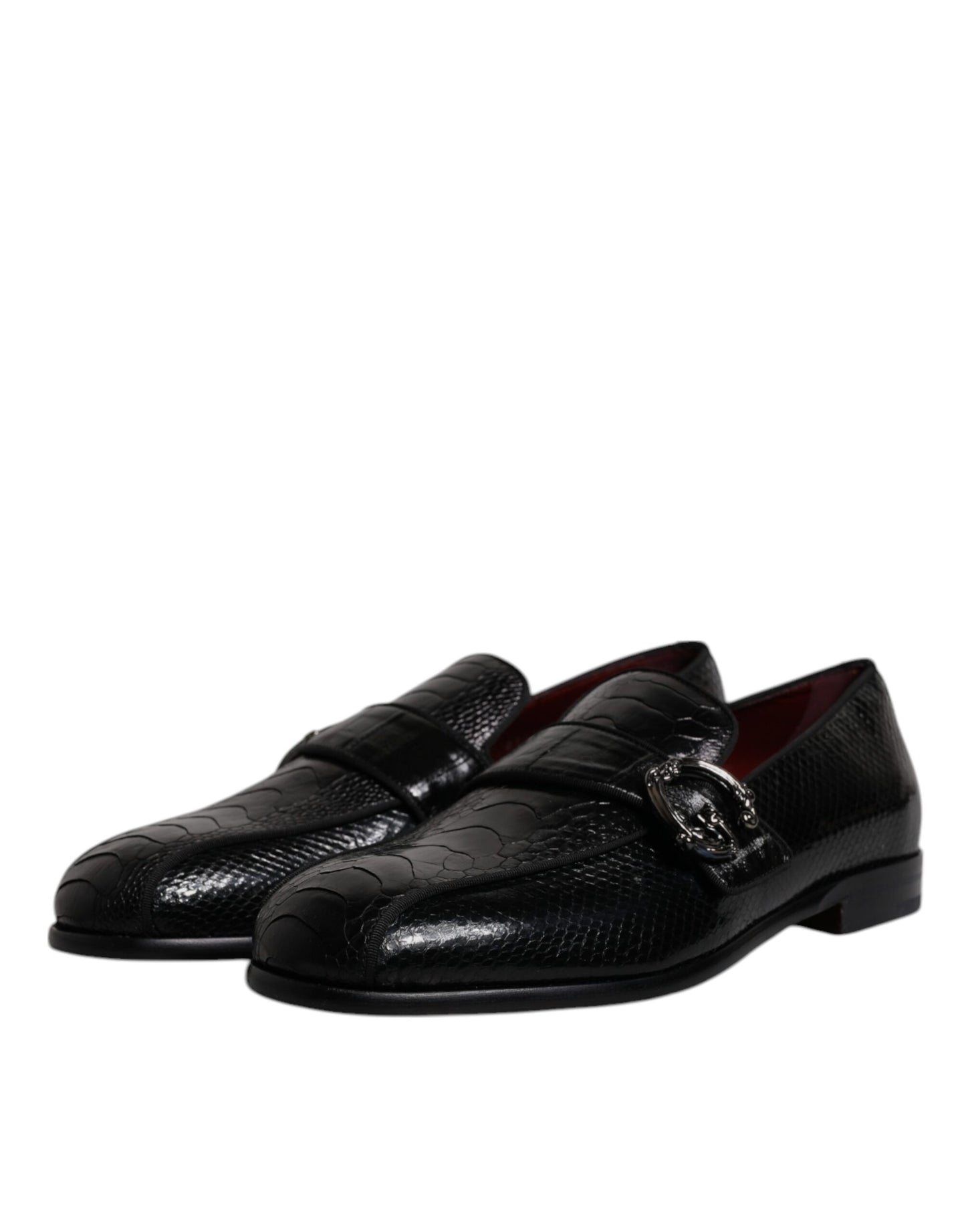 Dolce & Gabbana Black Exotic Leather DG Logo Loafers Formal Dress Shoes - EU40/US7