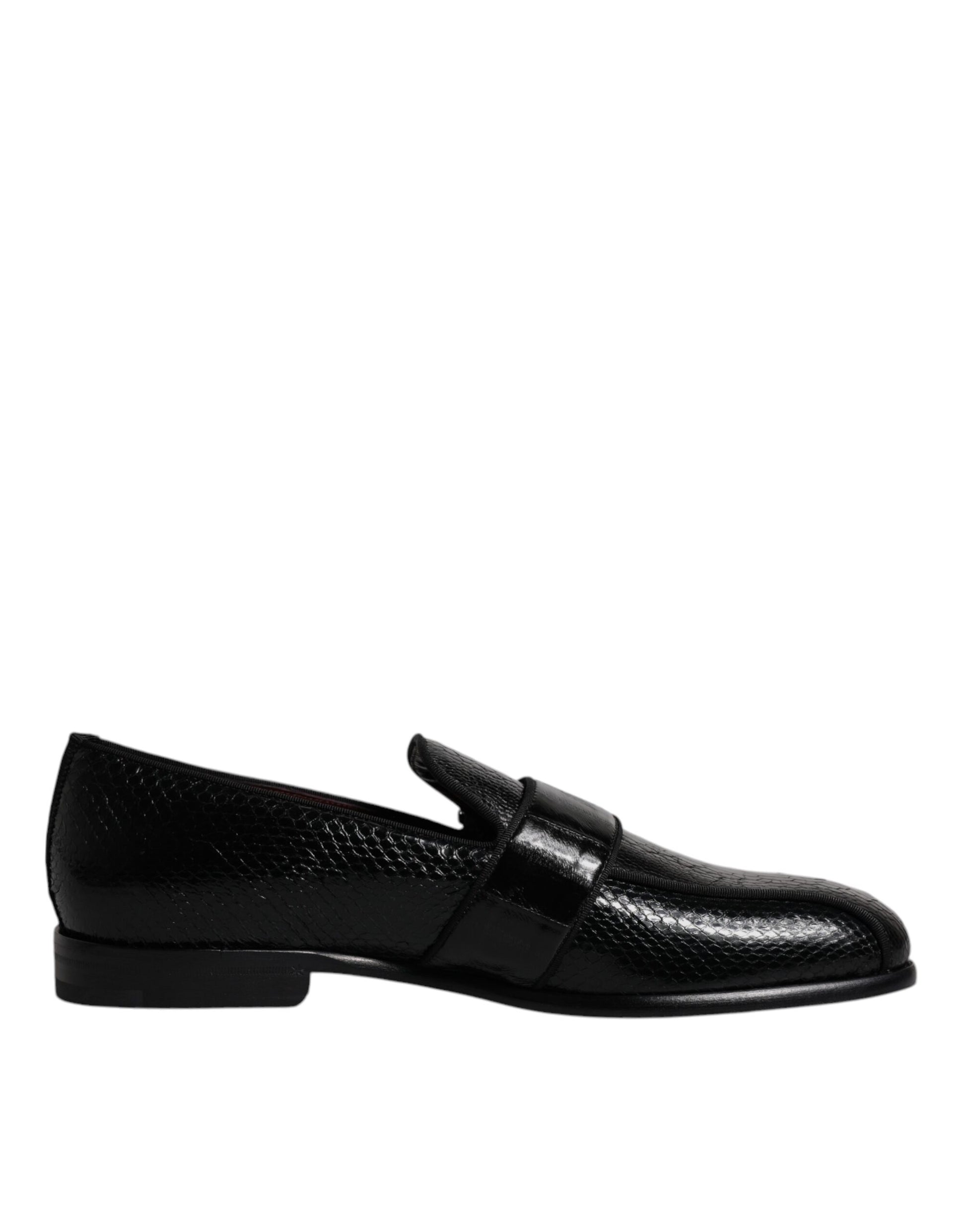 Dolce & Gabbana Black Exotic Leather DG Logo Loafers Formal Dress Shoes - EU40/US7