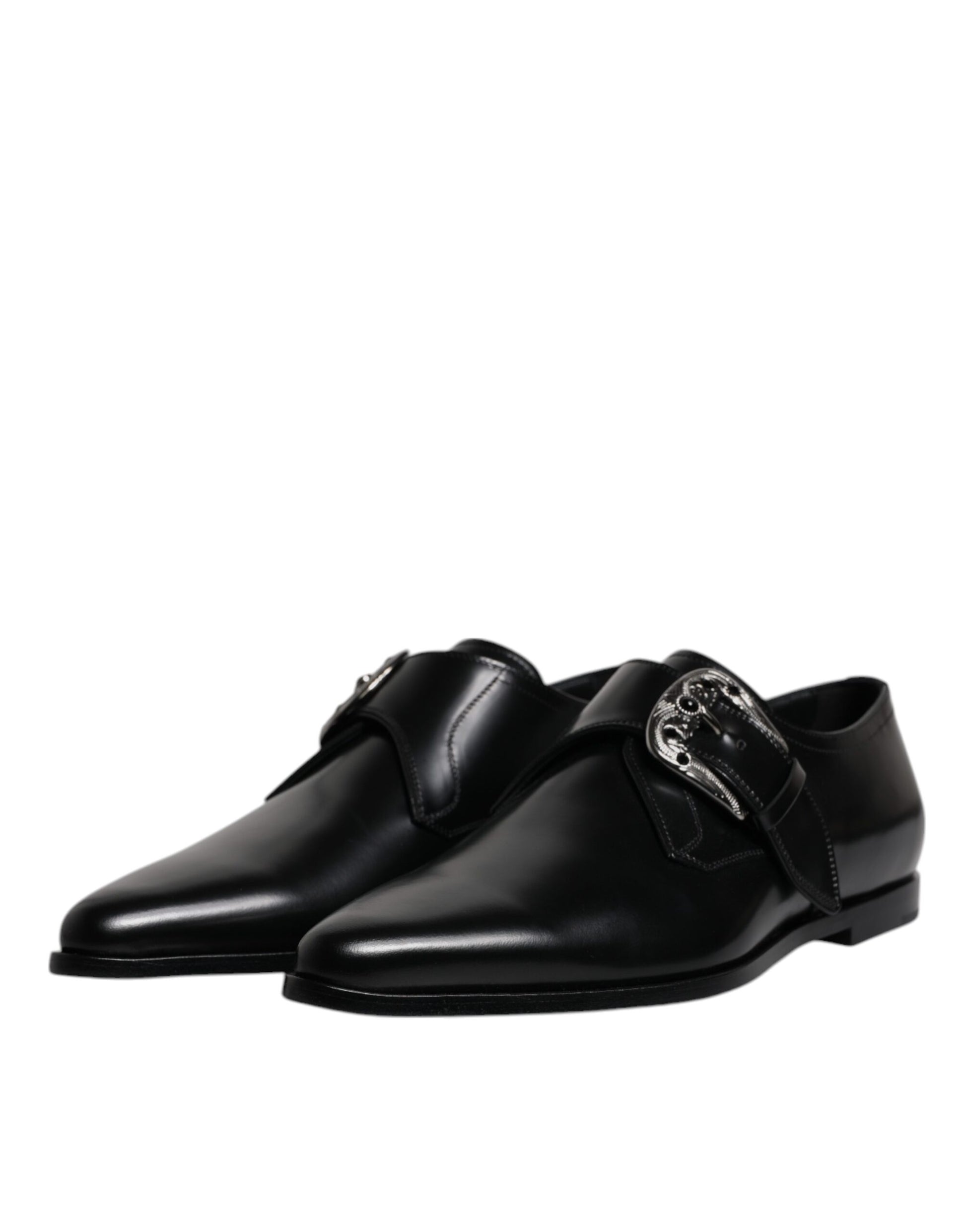 Dolce & Gabbana Black Leather Monk Strap Derby Formal Shoes - EU43/US10