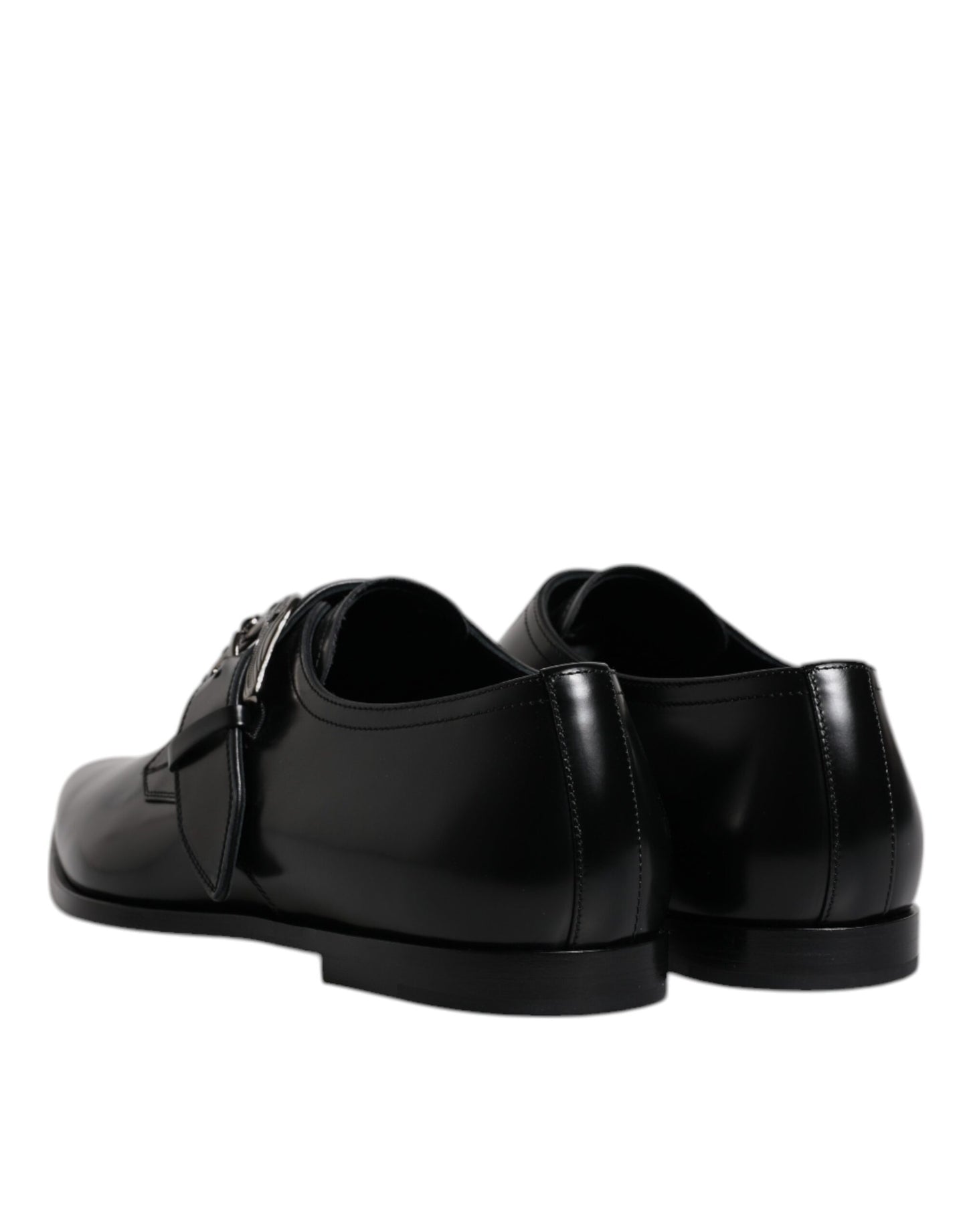 Dolce & Gabbana Black Leather Monk Strap Derby Formal Shoes