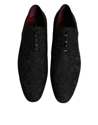 Dolce & Gabbana Black Jacquard Lace Up Derby Formal Dress Shoes - EU42/US9