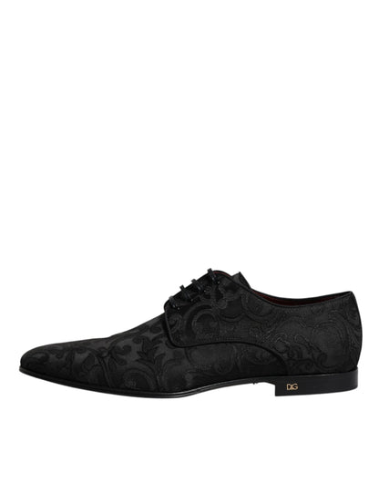 Dolce & Gabbana Black Jacquard Lace Up Derby Formal Dress Shoes