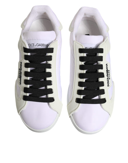 Dolce & Gabbana White Nylon Leather Low Top Sneakers Shoes - EU39/US6