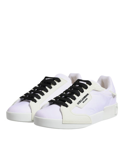 Dolce & Gabbana White Nylon Leather Low Top Sneakers Shoes - EU39/US6