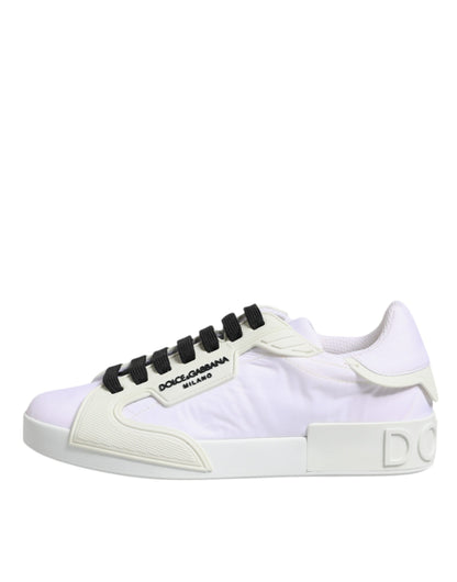 Dolce & Gabbana White Nylon Leather Low Top Sneakers Shoes - EU39/US6