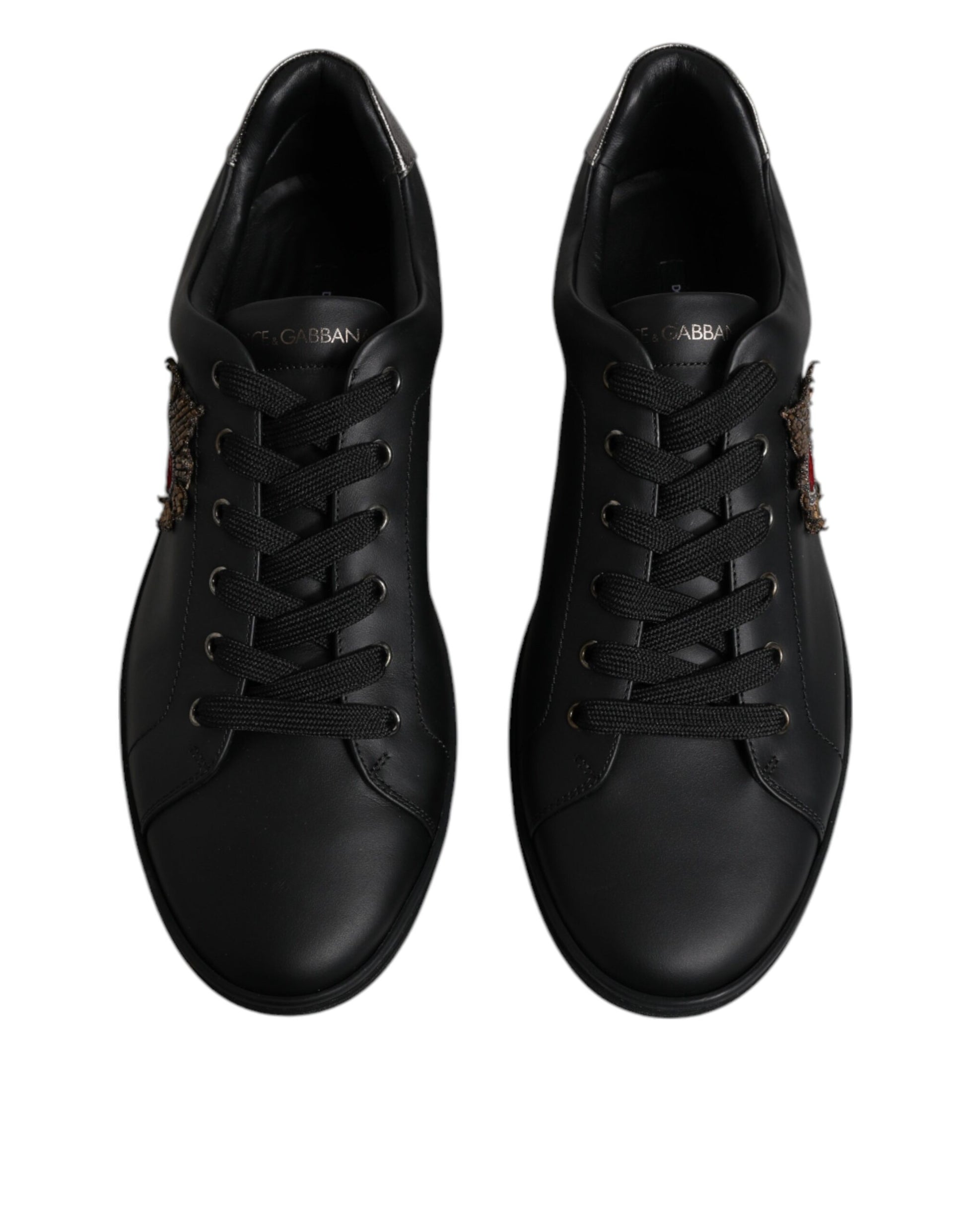 Dolce & Gabbana Black London Sacred Heart Sneakers Shoes - EU42/US9