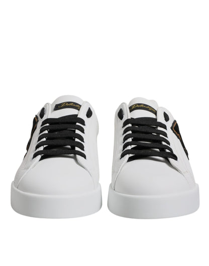 Dolce & Gabbana White Leather DG Logo Low Top Sneakers Shoes - EU43/US10