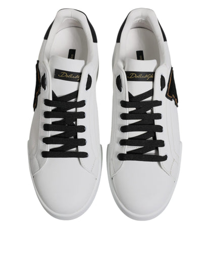 Dolce & Gabbana White Leather DG Logo Low Top Sneakers Shoes - EU43/US10