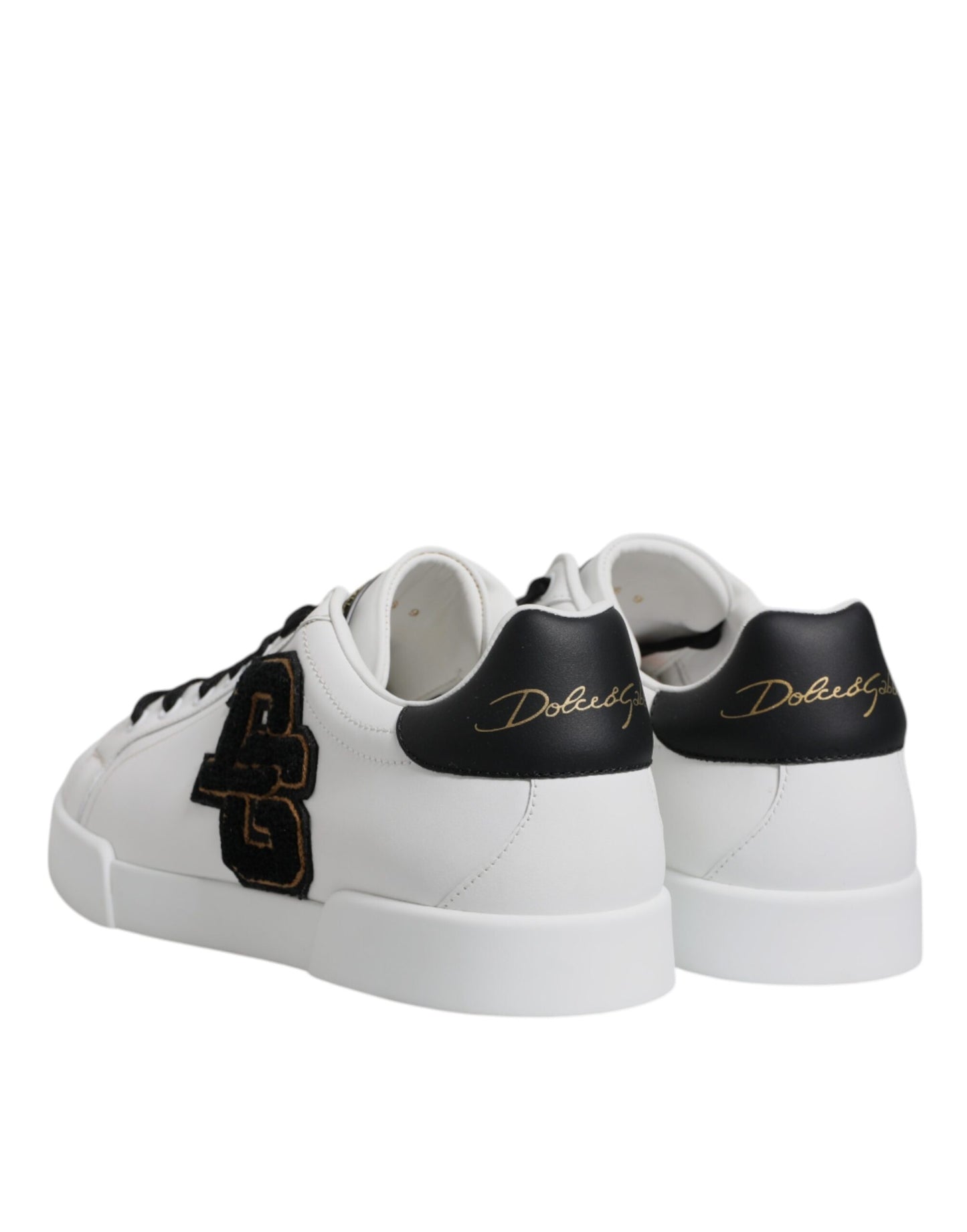 Dolce & Gabbana White Leather DG Logo Low Top Sneakers Shoes - EU43/US10