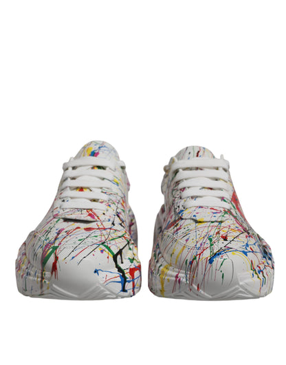 Dolce & Gabbana White Daymaster Hand Painted Sneakers Shoes - EU39.5/US6.5