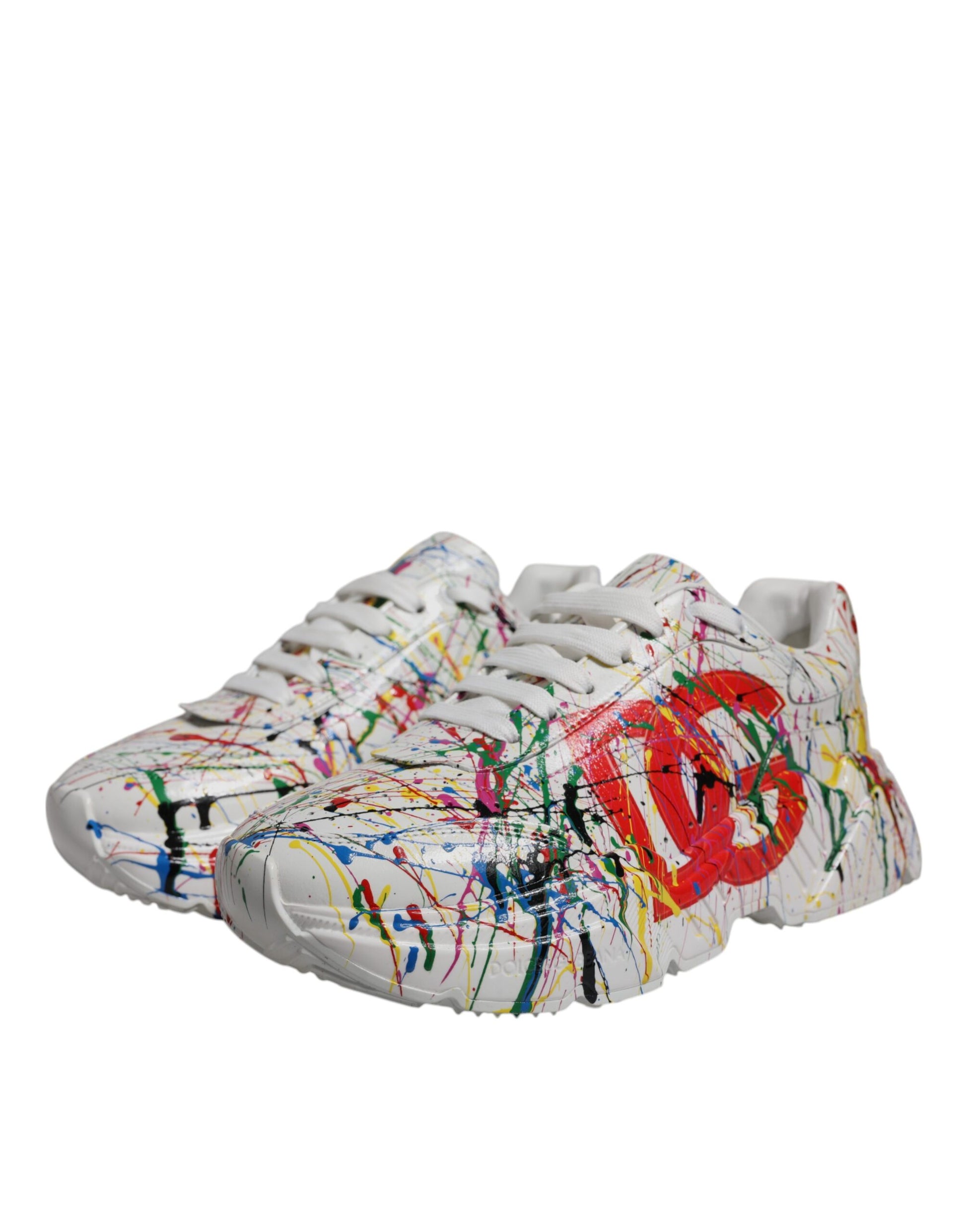 Dolce & Gabbana White Daymaster Hand Painted Sneakers Shoes - EU39.5/US6.5