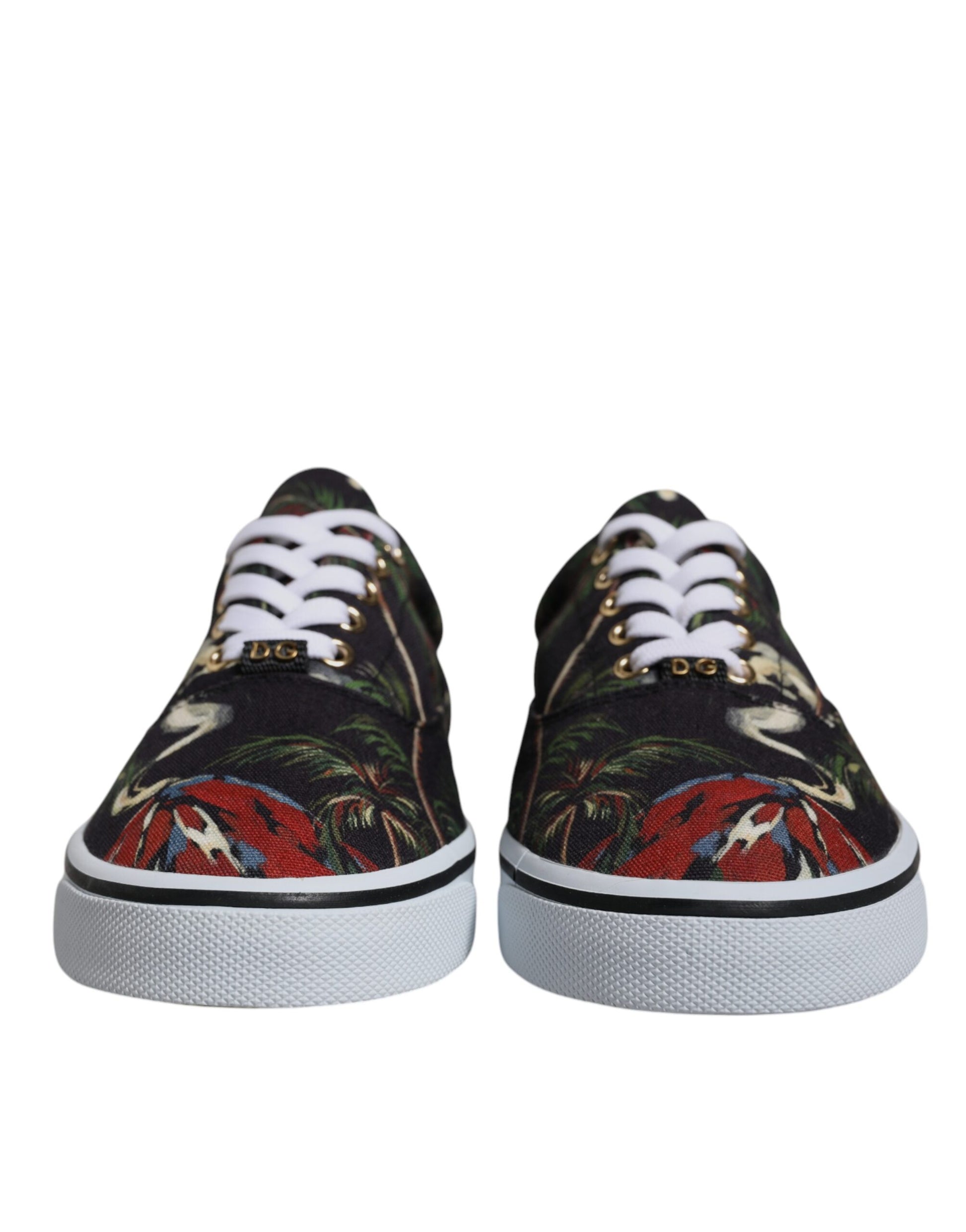 Dolce & Gabbana Black Tropical Print Low Top Sneakers Shoes - EU40.5/US7.5