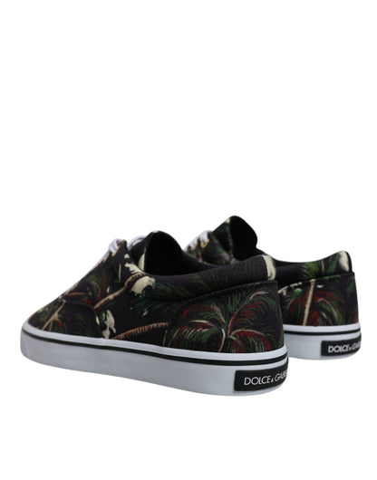 Dolce & Gabbana Black Tropical Print Low Top Sneakers Shoes - EU40.5/US7.5