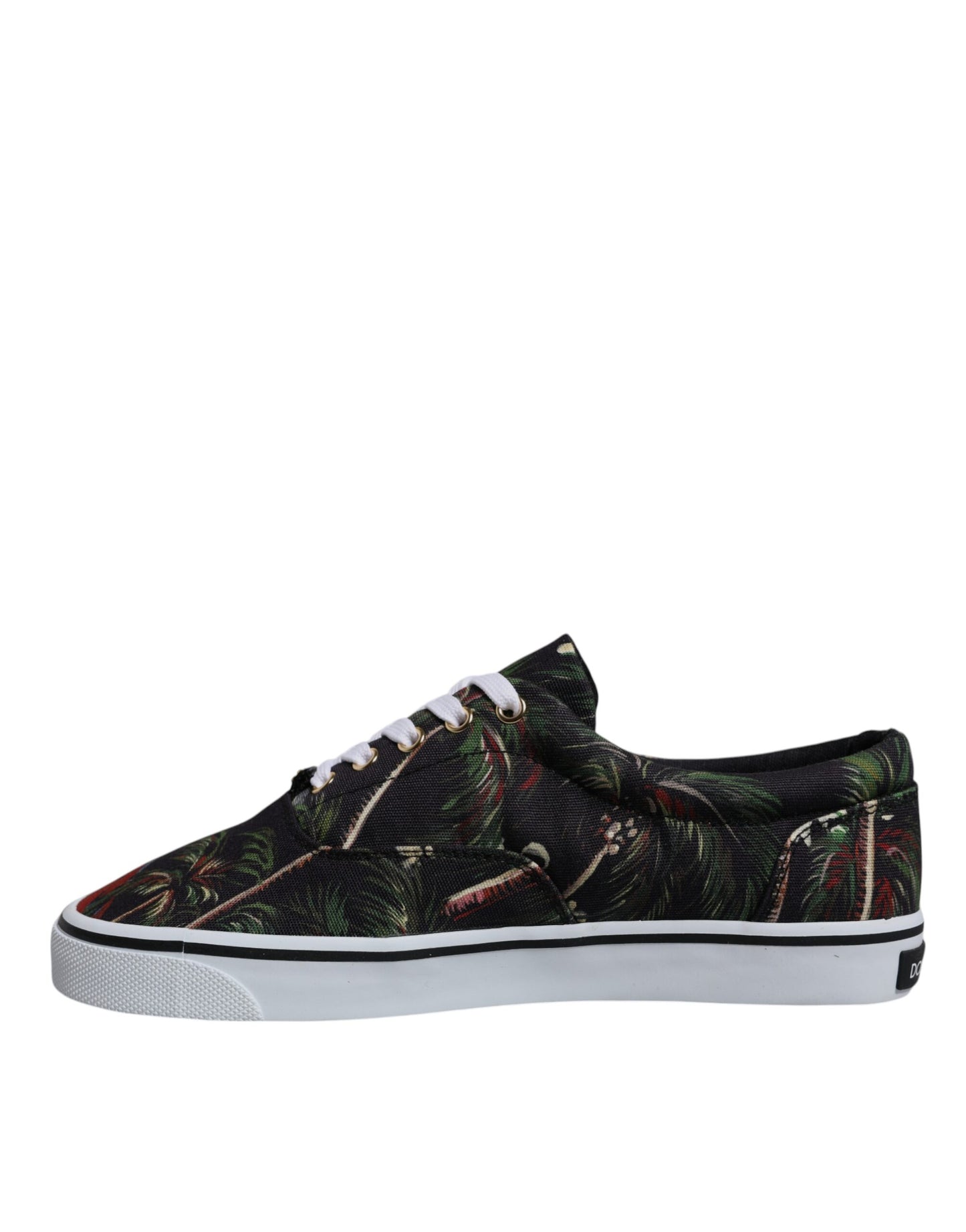 Dolce & Gabbana Black Tropical Print Low Top Sneakers Shoes - EU40.5/US7.5