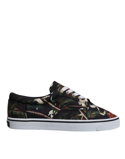 Dolce & Gabbana Black Tropical Print Low Top Sneakers Shoes - EU40.5/US7.5